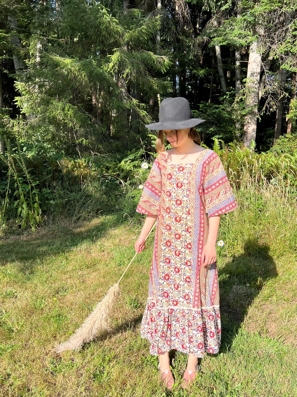 Boho Kaftan Floral Patchwork Maxi Dress Hippie MuuMuu Caftan Two Potato - Picture 14 of 16
